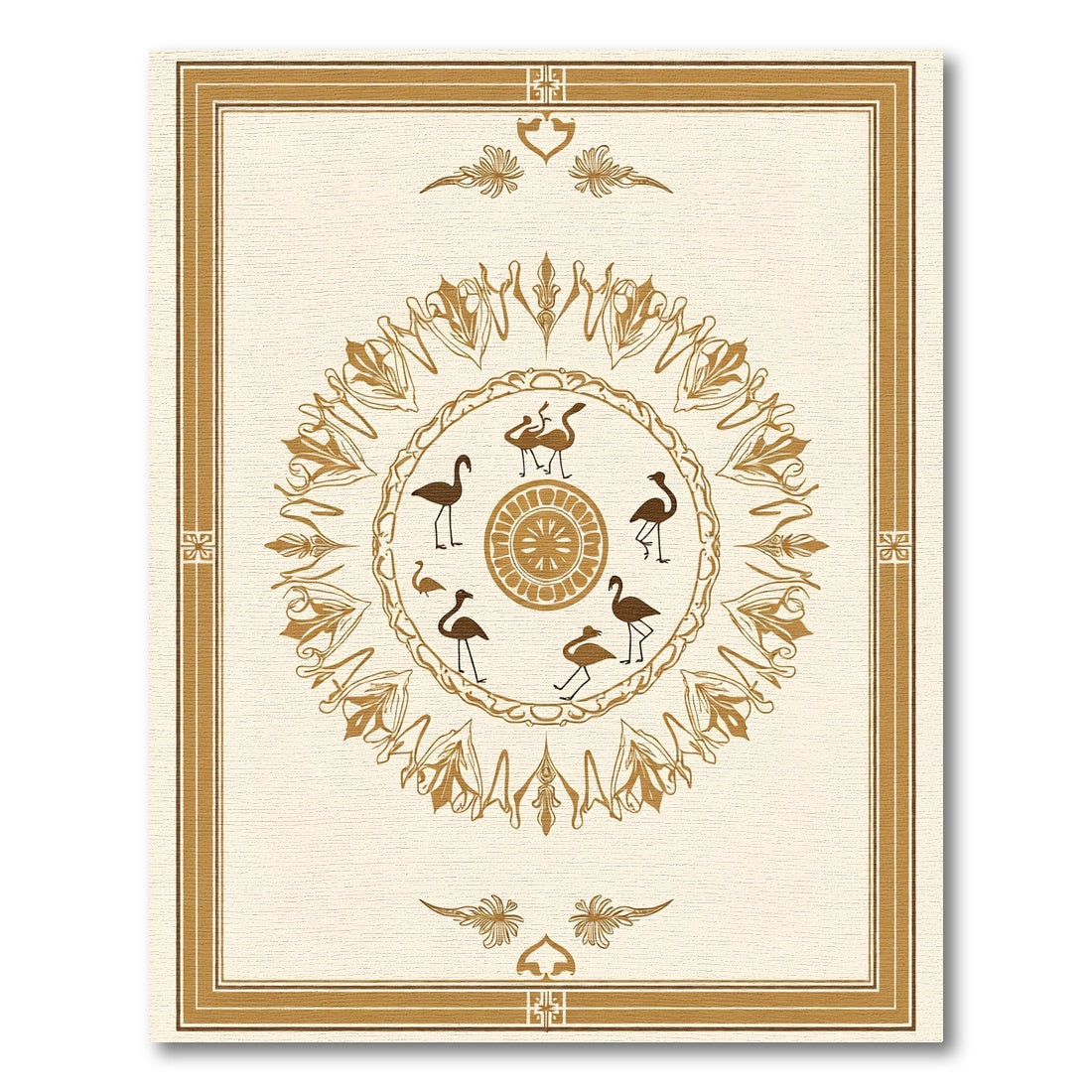 Golden Crane Mandala Art Rug
