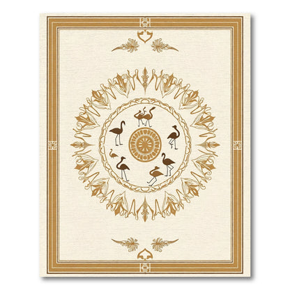 Golden Crane Mandala Art Rug