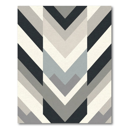 Modern Gray Chevron Geometric Abstract Rug