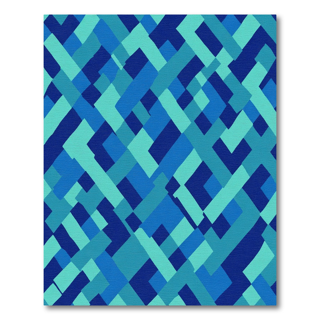 Ocean Blue Interlocking Geometric Rug