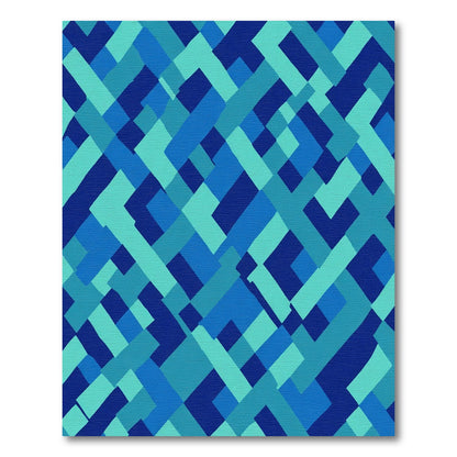 Ocean Blue Interlocking Geometric Rug