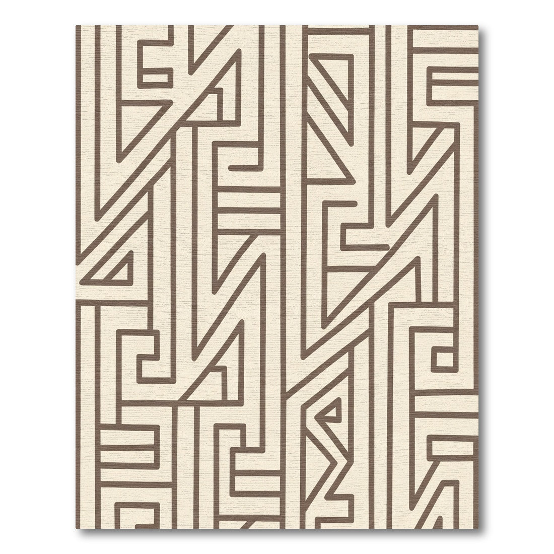 Tan Abstract Geometric Maze Rug