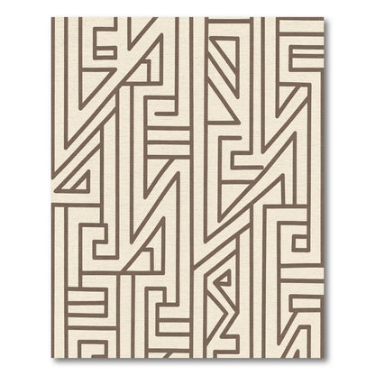 Tan Abstract Geometric Maze Rug
