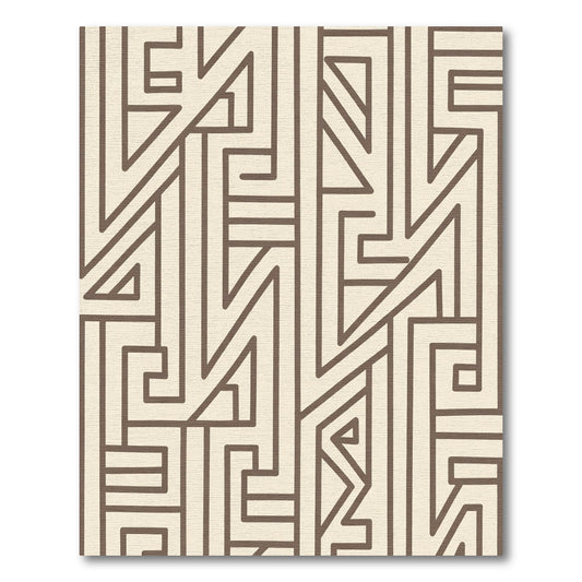 Tan Abstract Geometric Maze Rug