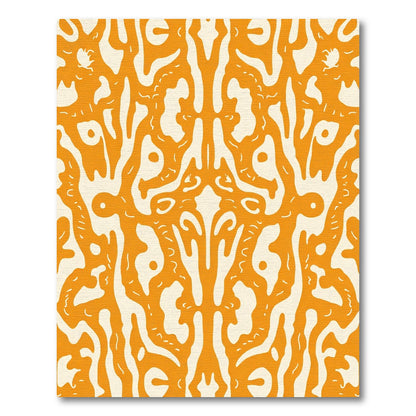Bright Orange Organic Swirl Inlay Rug