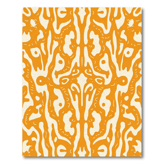 Bright Orange Organic Swirl Inlay Rug