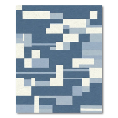 Shades Blue Geometric Pixel Arrangement Rug