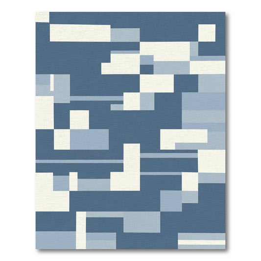Shades Blue Geometric Pixel Arrangement Rug