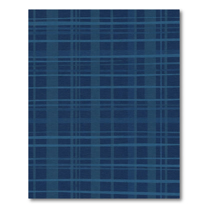 Deep Blue Plaid Lines Rug