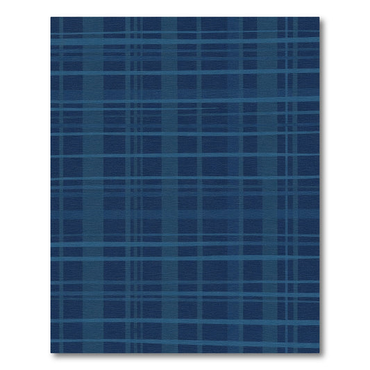 Deep Blue Plaid Lines Rug