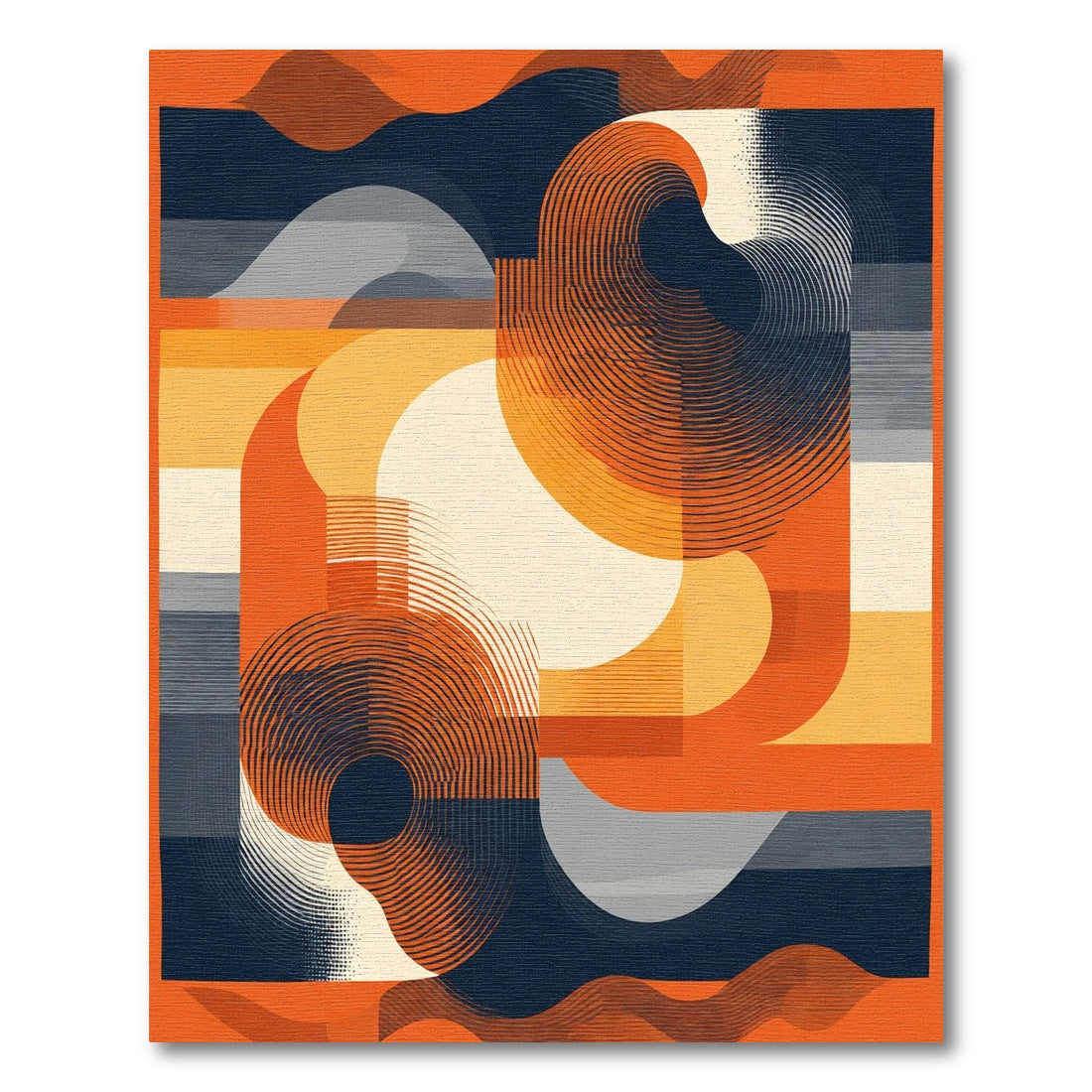 Bold Orange Yellow Abstract Swirls Rug