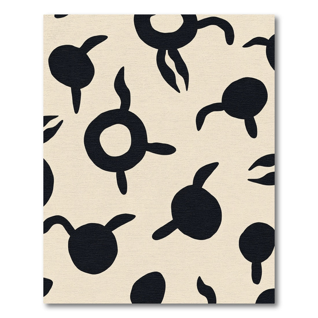 Abstract Black Organic Shapes Rug