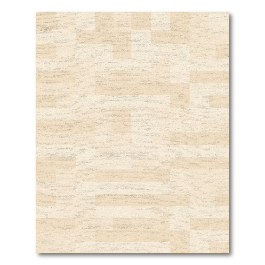 Creamy Beige Geometric Block Rug