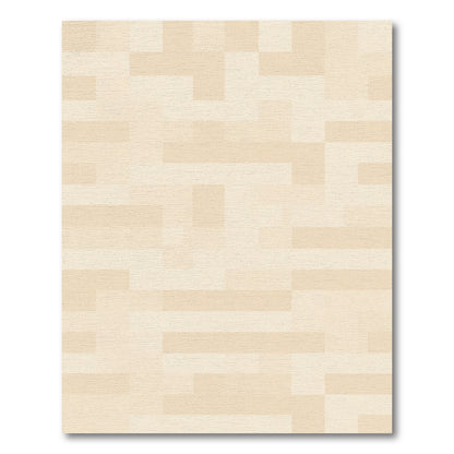 Creamy Beige Geometric Block Rug