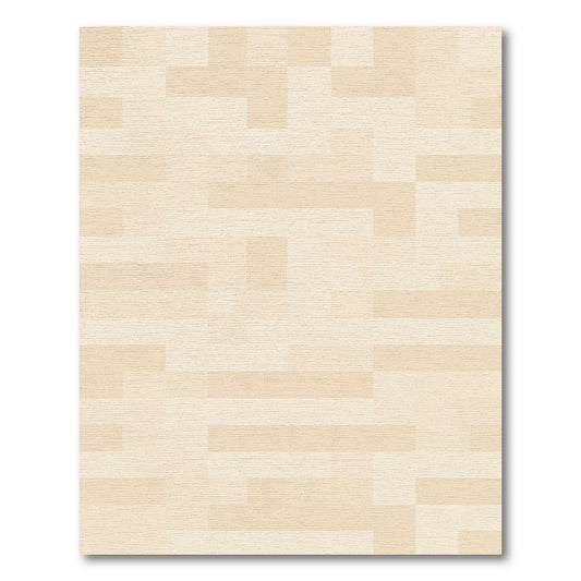 Creamy Beige Geometric Block Rug