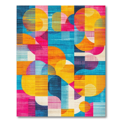 Vibrant Orange Pink Teal Circles Rug
