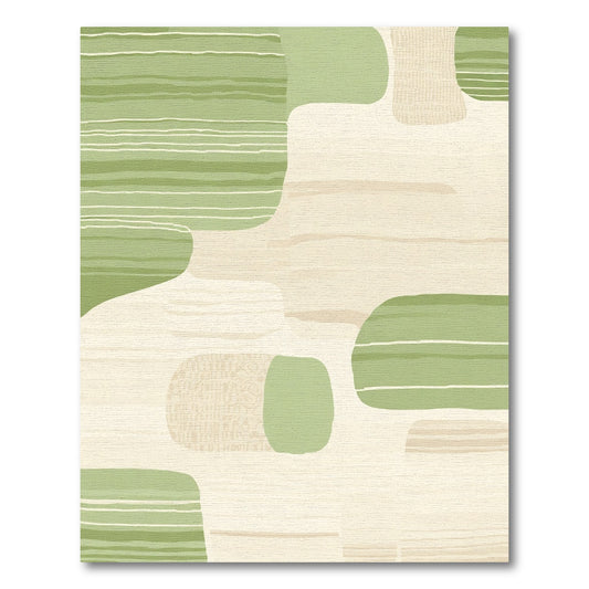 Abstract Beige Sage Organic Shapes Rug