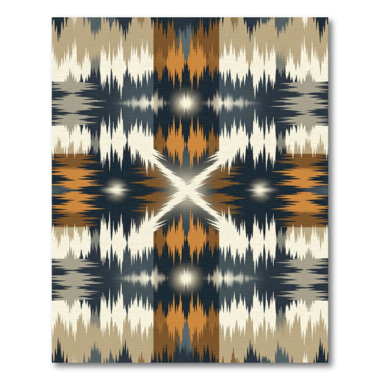 Earthy Ochre Geometric Fringe Rug