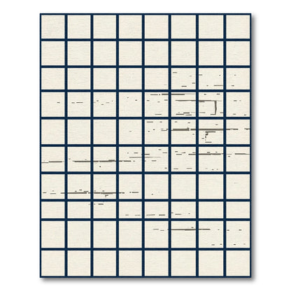 Minimalist Cream Grid Abstract Lines Rug