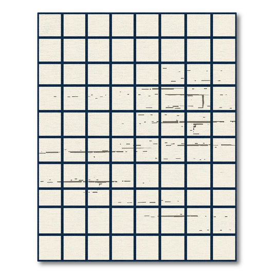 Minimalist Cream Grid Abstract Lines Rug
