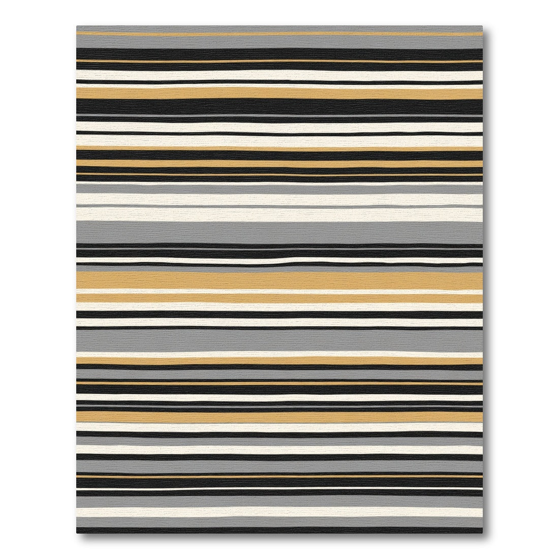 Gold Black Gray White Striped Horizon Rug