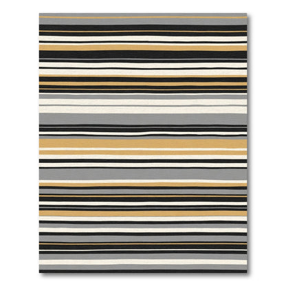 Gold Black Gray White Striped Horizon Rug