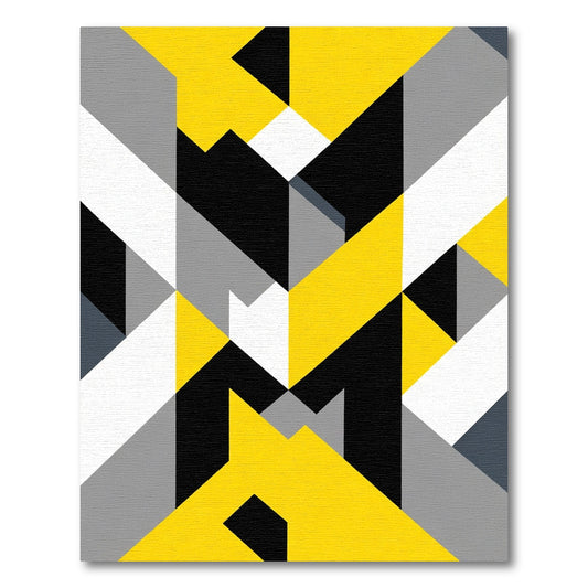Bold Yellow Black Geometric Abstract Rug