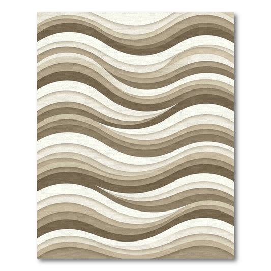 Modern Neutral Wavy Layered Ripple Rug