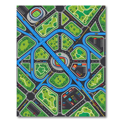 Modern Blue Road Network City Map Rug