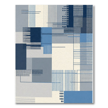 Abstract Blue Geometric Line Arrangement Rug