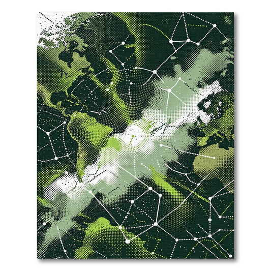 Deep Green Constellation Earth Map Rug