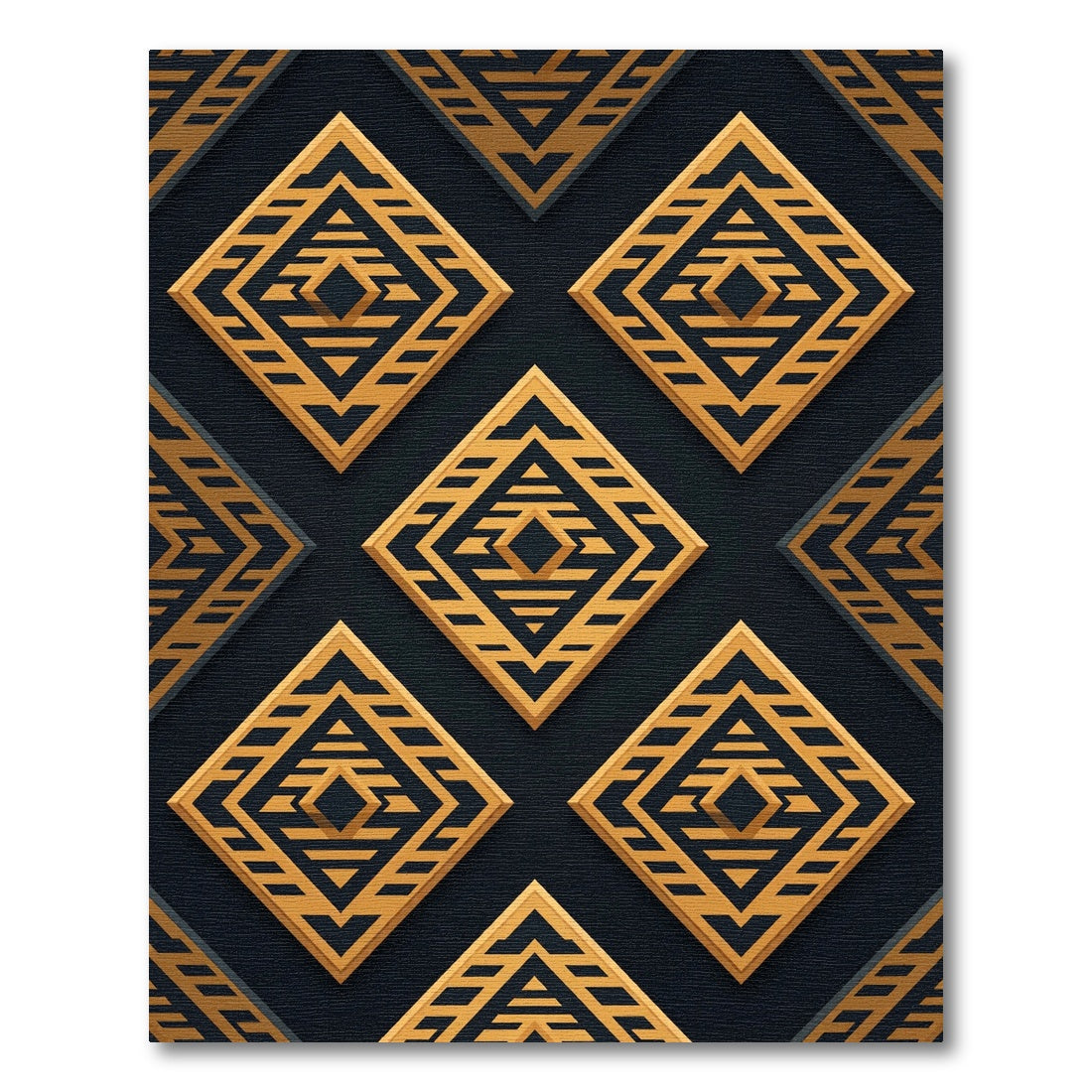 Golden Geometric Art Deco Diamond Rug