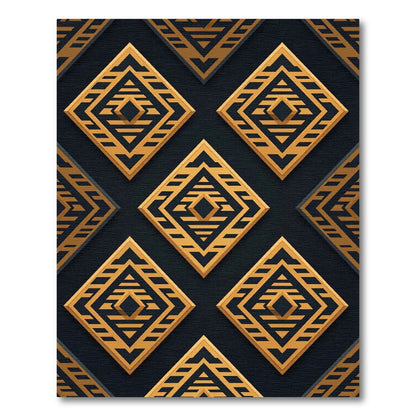 Golden Geometric Art Deco Diamond Rug