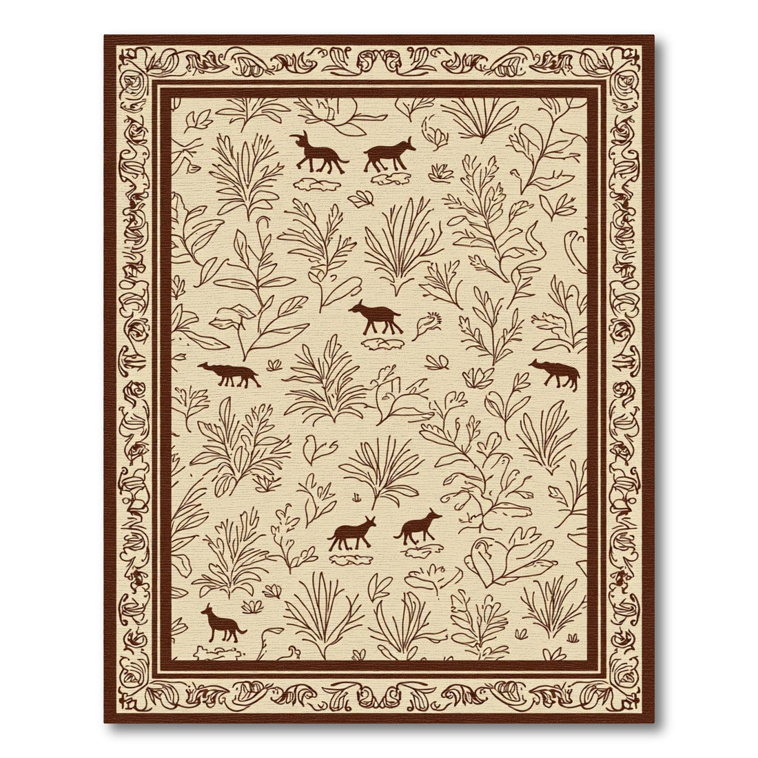 Brown Canine Nature Botanical Border Rug