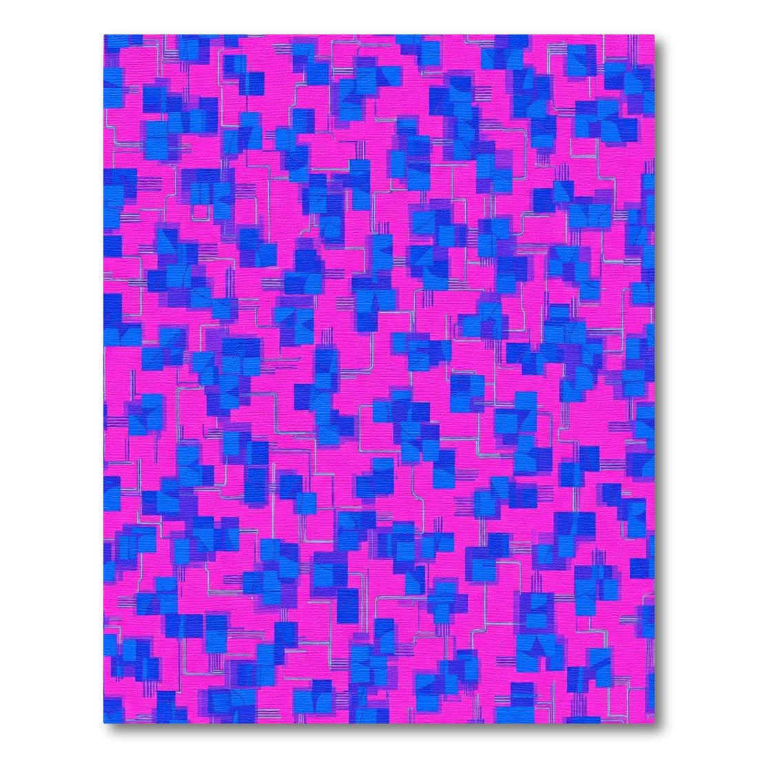 Bright Pink Blue Geometric Cubes Circuit Rug