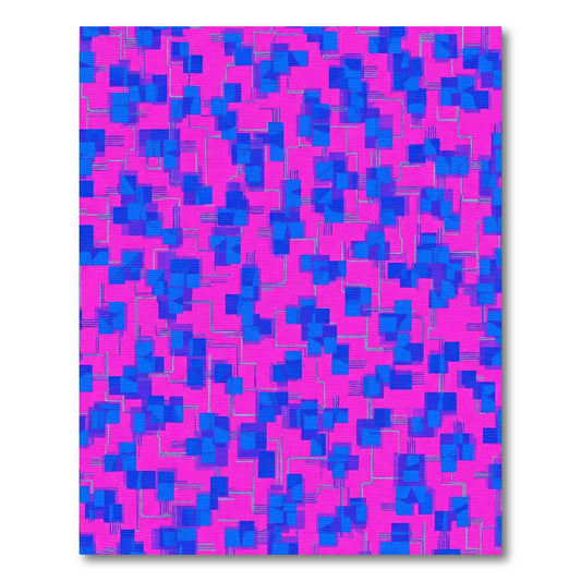 Bright Pink Blue Geometric Cubes Circuit Rug