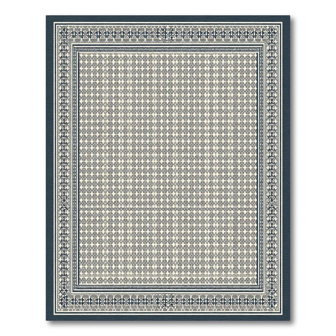 Neutral Gray Geometric Bordered Field Rug