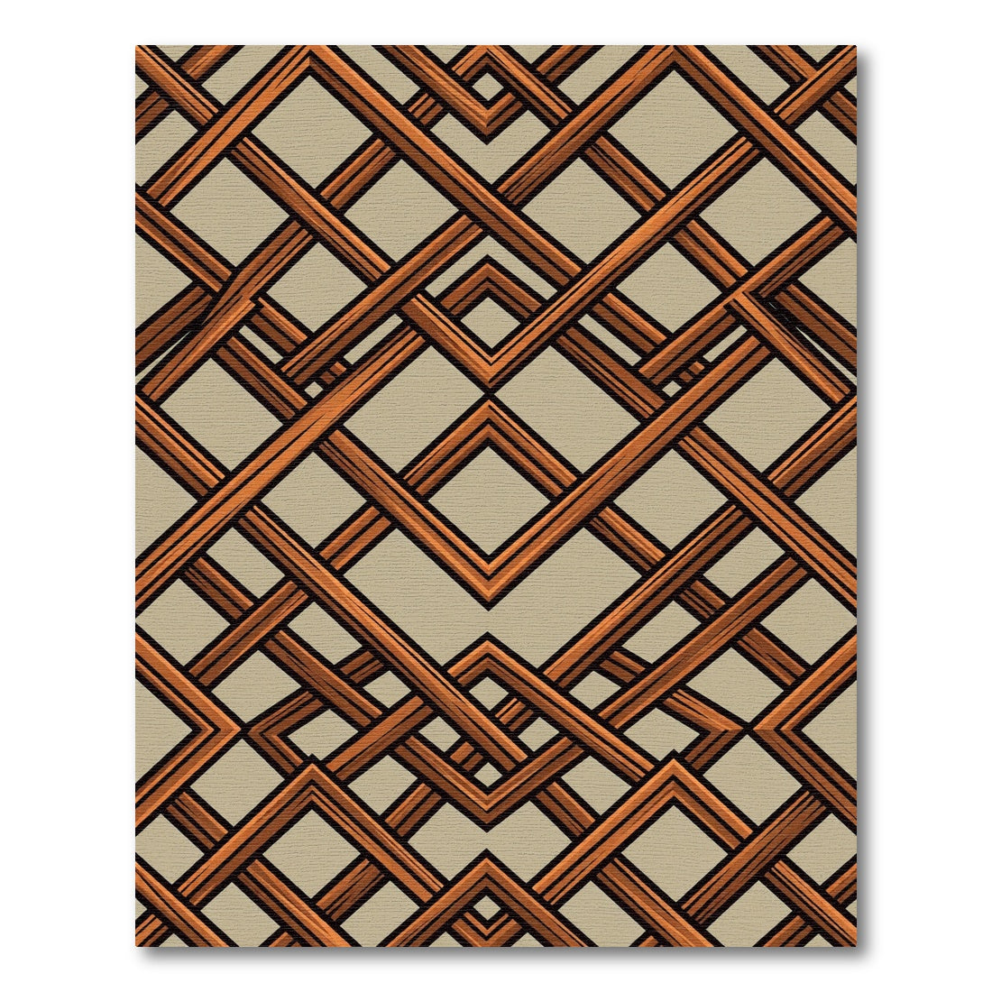 Intersecting Copper Geometric Diamond Lattice Rug