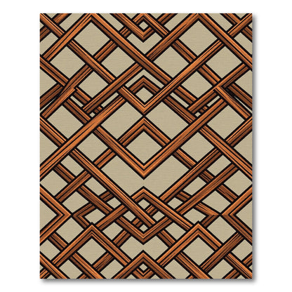 Intersecting Copper Geometric Diamond Lattice Rug