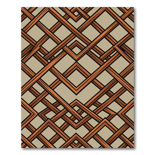 Intersecting Copper Geometric Diamond Lattice Rug