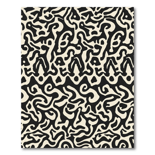 Bold Black Organic Swirls Rug