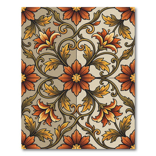 Ornate Amber Floral Vine Rug