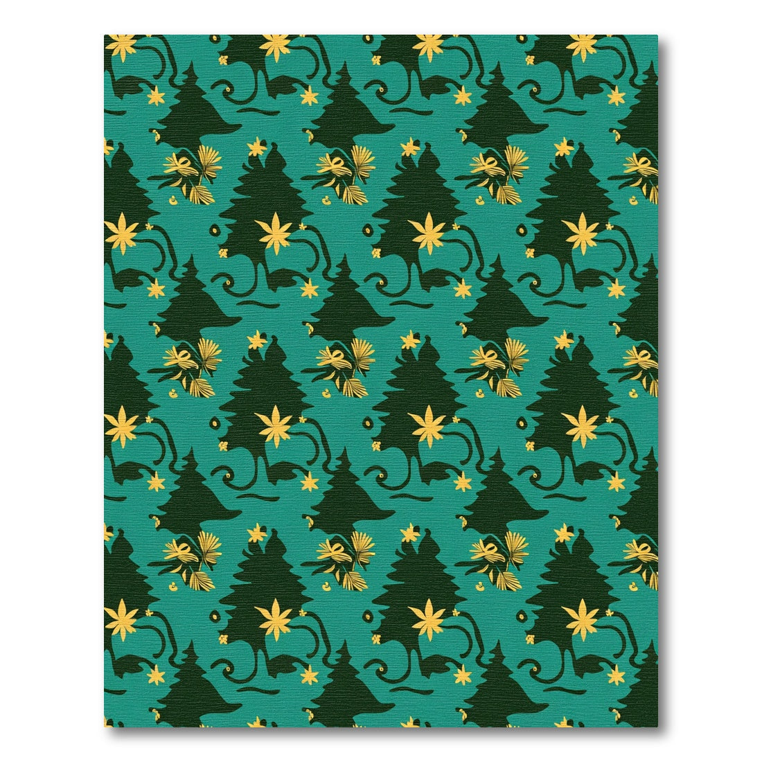Dark Teal Festive Evergreen Tree Garland Rug