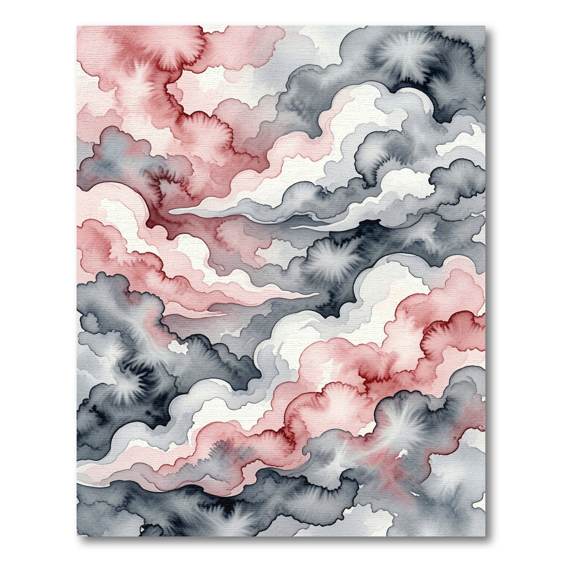 Watercolor Blush and Charcoal Cloud Abstract Rug
