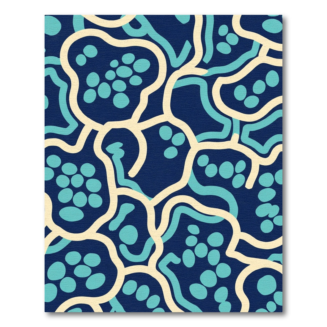 Navy Aqua Cream Abstract Irregular Shapes Rug
