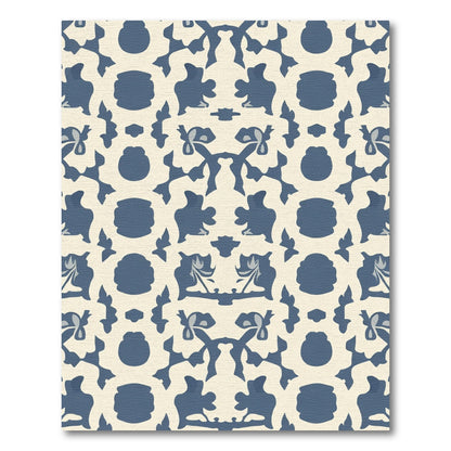 Indigo And Cream Medieval Ornament Rug