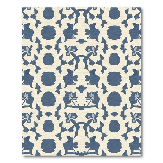 Indigo And Cream Medieval Ornament Rug