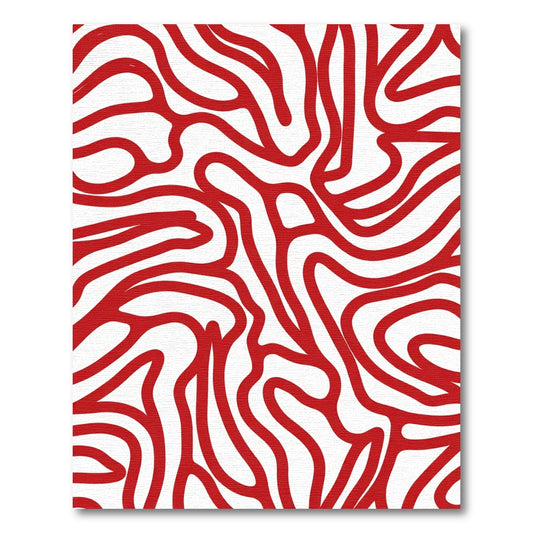 Crimson Swirl Abstract Curve Rug