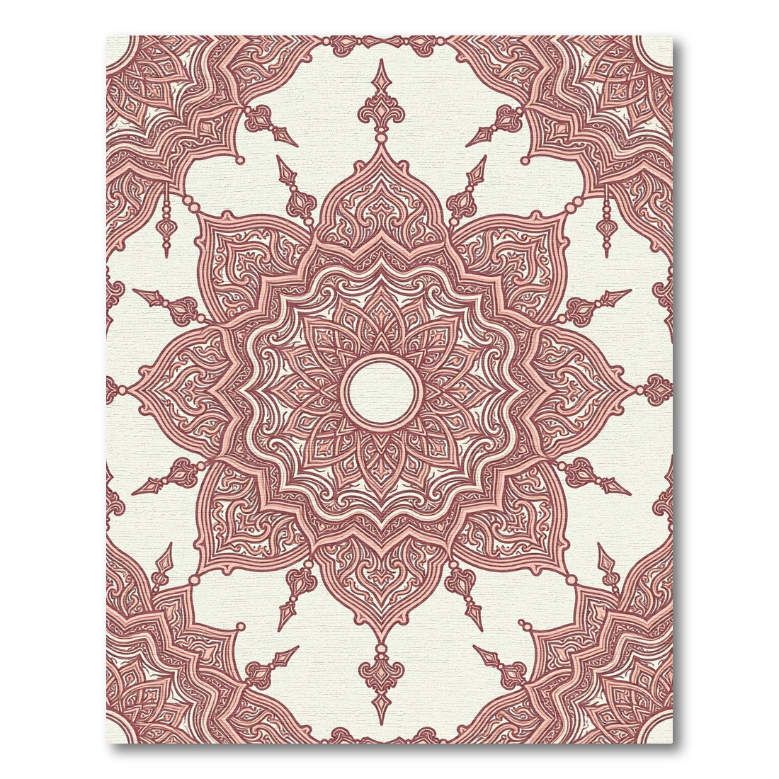 Elegant Dusty Rose Linear Medallion Rug