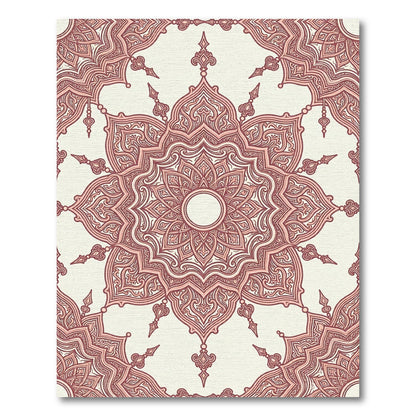 Elegant Dusty Rose Linear Medallion Rug